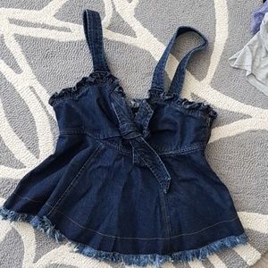 Madewell denim bow tie top